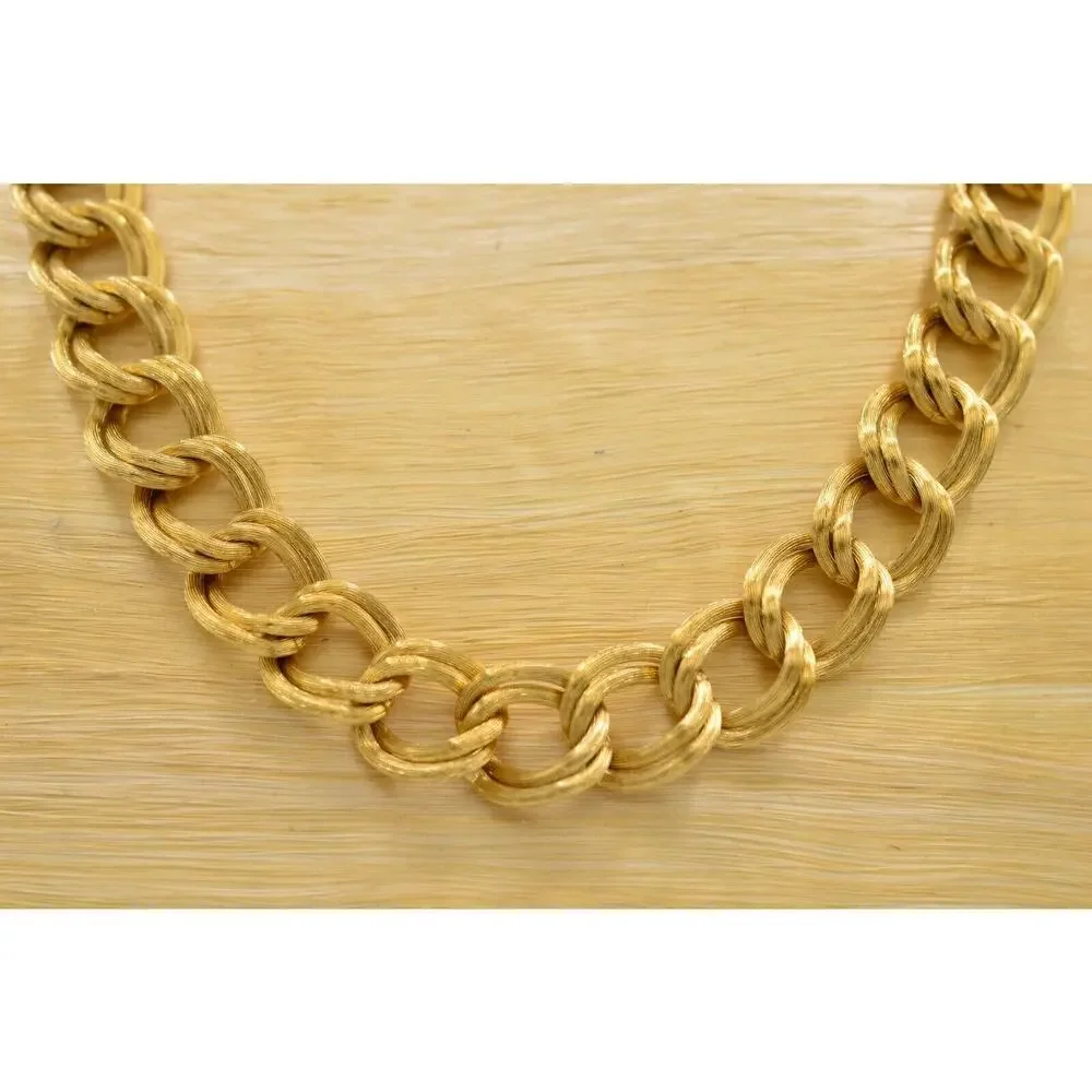 Givenchy Vintage Chunky Chain Necklace Heavy Double Linked Gold Signed 80s BinG